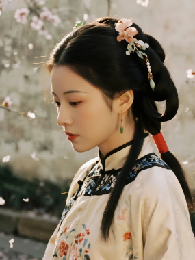 AI国风美人高清图集 | 落花场景意境套图