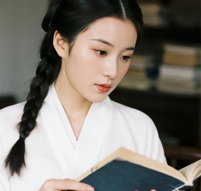 古风书香女生高清AI壁纸 | 书卷温柔美图
