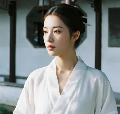 汉服素雅女子高清AI壁纸 | 古典园林套图